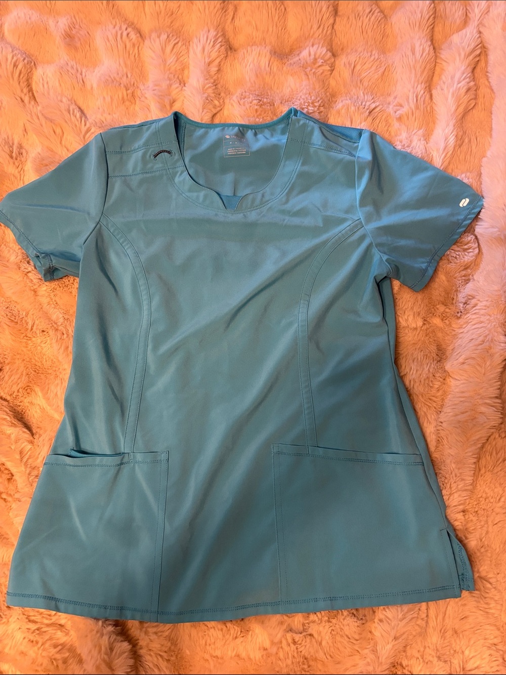 Women's Turquoise Scrub Top with Front Pockets Cherokee Infinity M